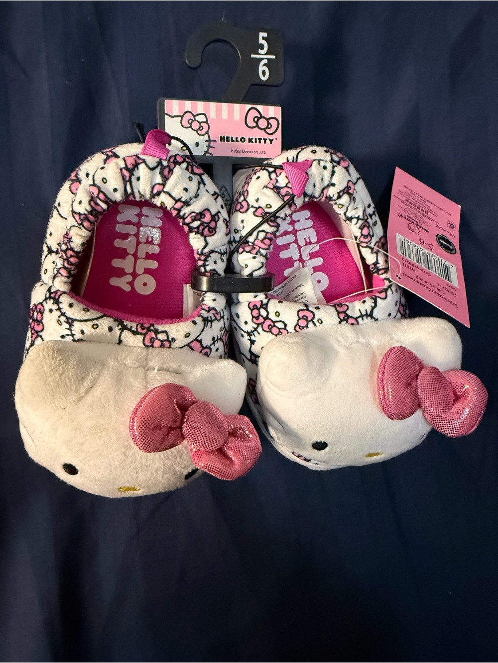 Hello Kitty Pink & White Plush Mary Jane Slippers for Kids